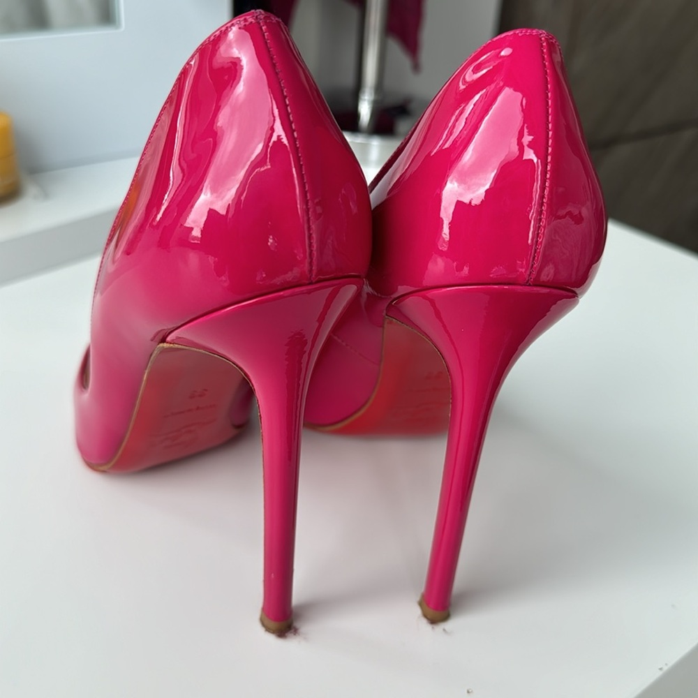 Christian Louboutin Hot Pink Patent Leather Pointed-Toe Pumps - Picture 5 of 15